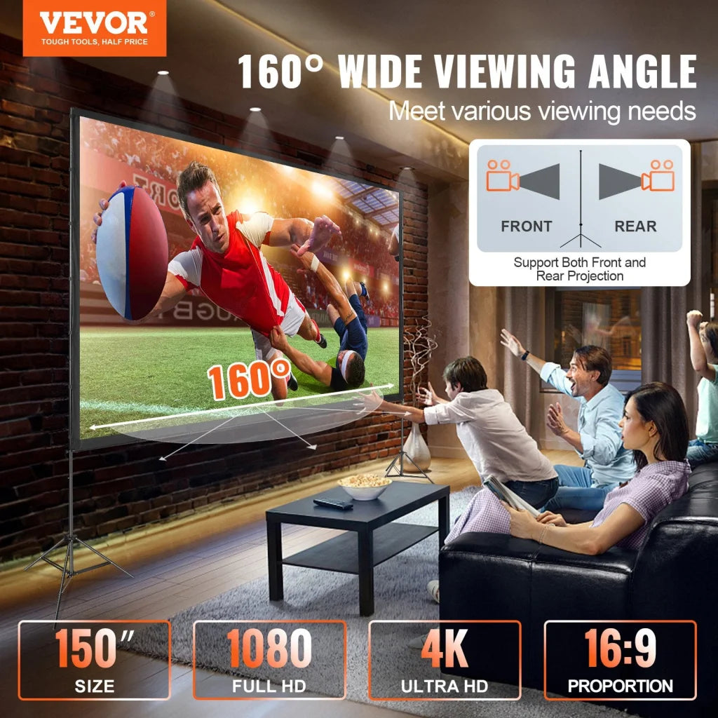 Projector Screen with Stand 150 inch
