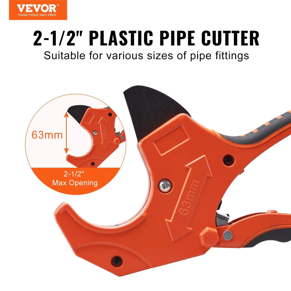 VEVOR PVC Pipe Cutter 0-2-1/2’’ O.D. Ratcheting PVC Pipe