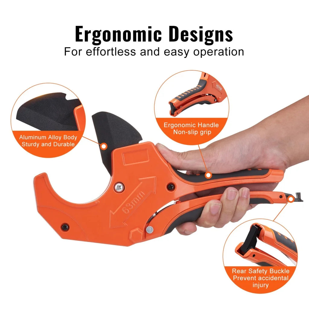 VEVOR PVC Pipe Cutter 0-2-1/2’’ O.D. Ratcheting PVC Pipe
