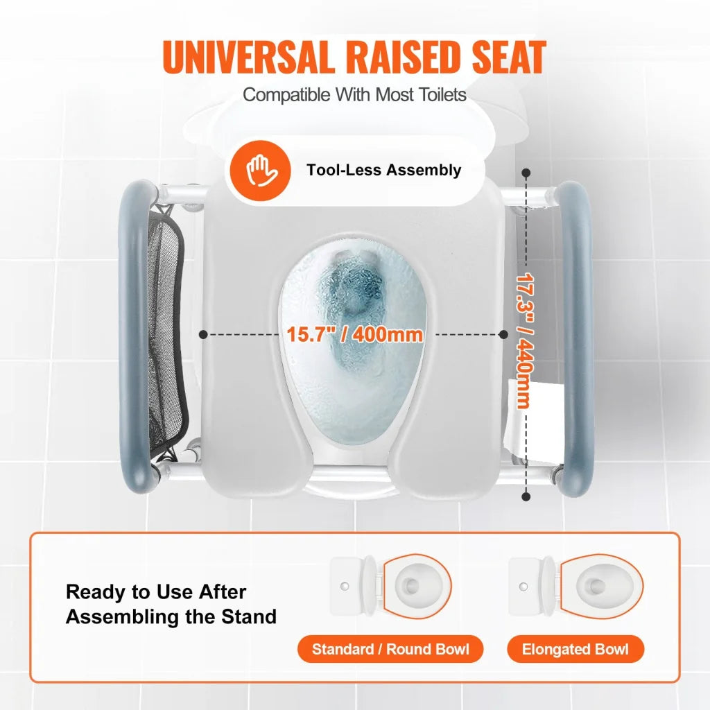 VEVOR Raised Toilet Seat 7-Position Height Adjustment