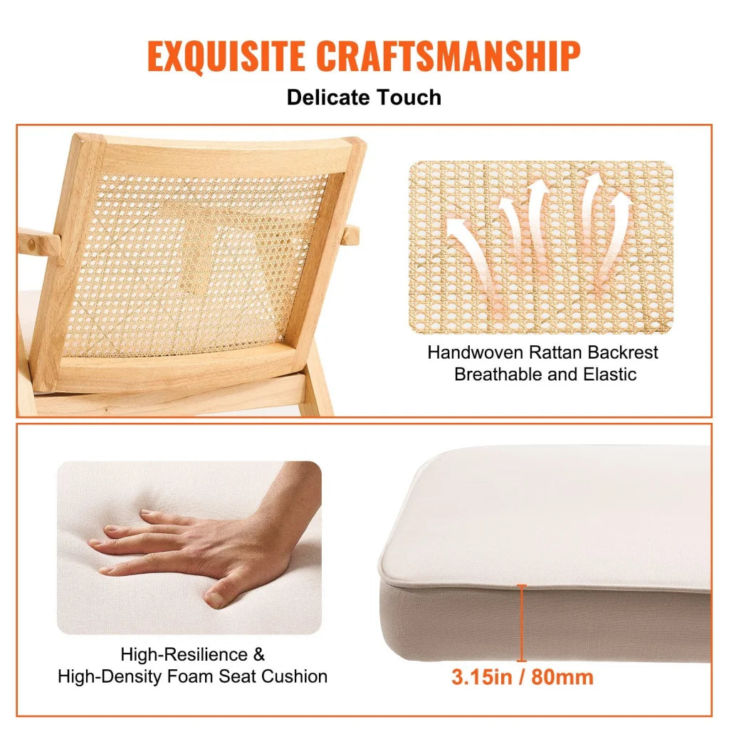 VEVOR Rattan Chair Mid Century Modern Dining Chair