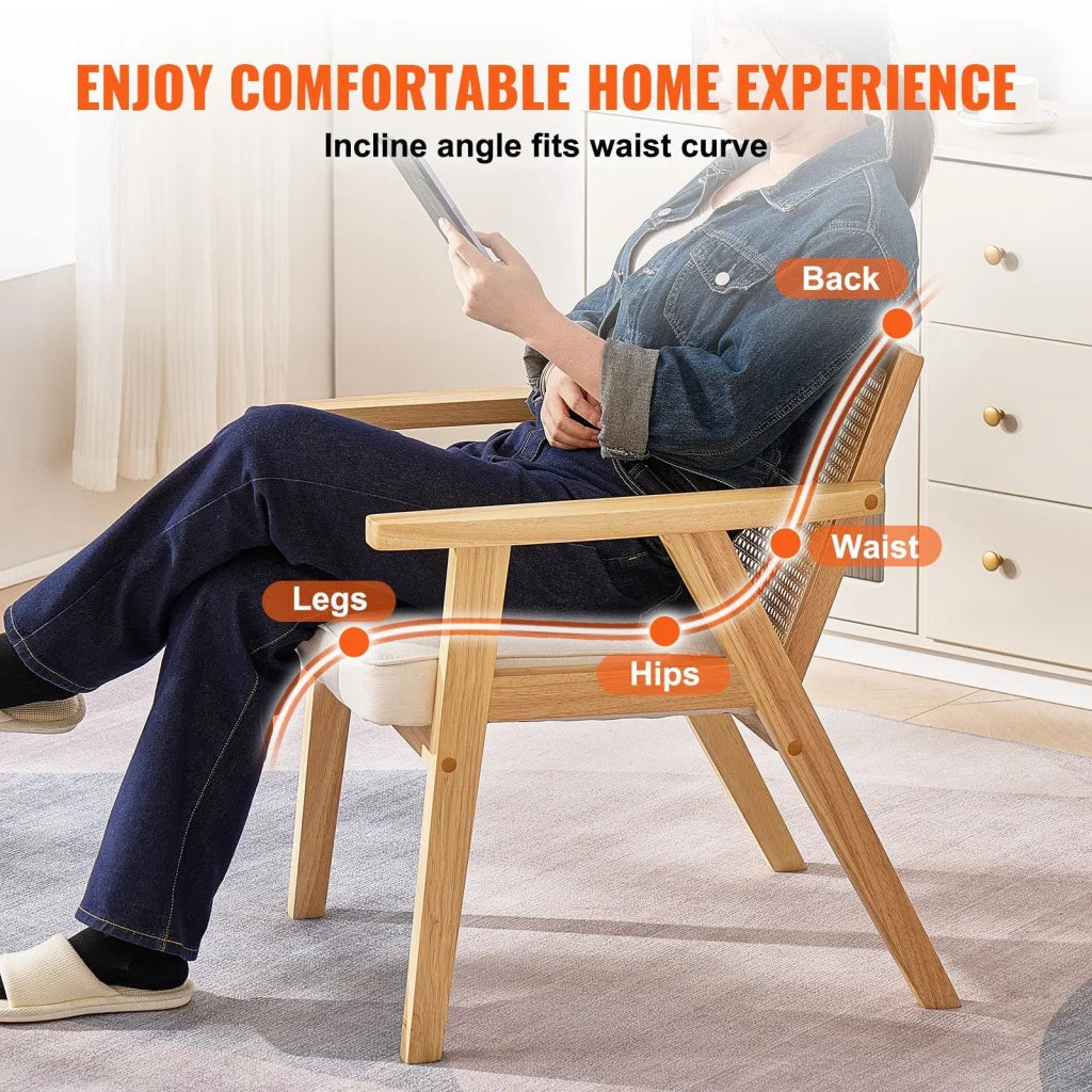 VEVOR Rattan Chair Mid Century Modern Dining Chair