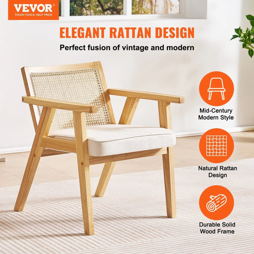 VEVOR Rattan Chair Mid Century Modern Dining Chair