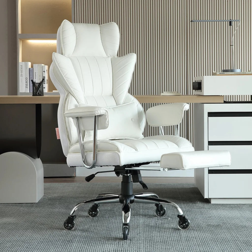VEVOR Reclining Office Chair with Footrest Heavy Duty PU