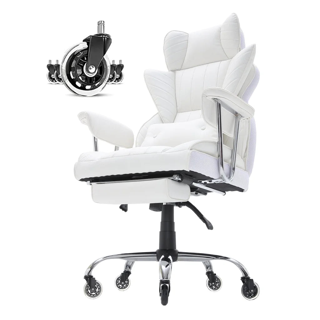 VEVOR Reclining Office Chair with Footrest Heavy Duty PU