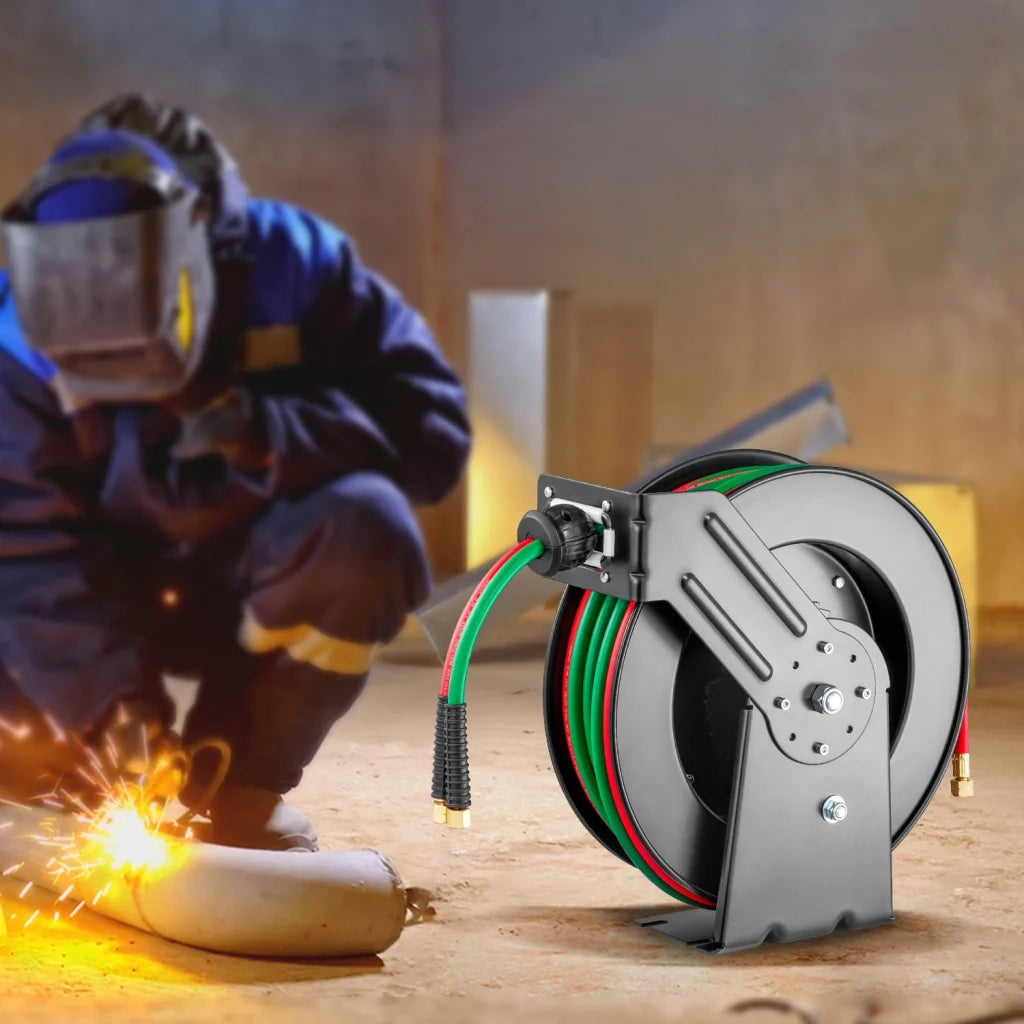 VEVOR Retractable Welding Hose Reel 1/4-Inch x 50FT Twin