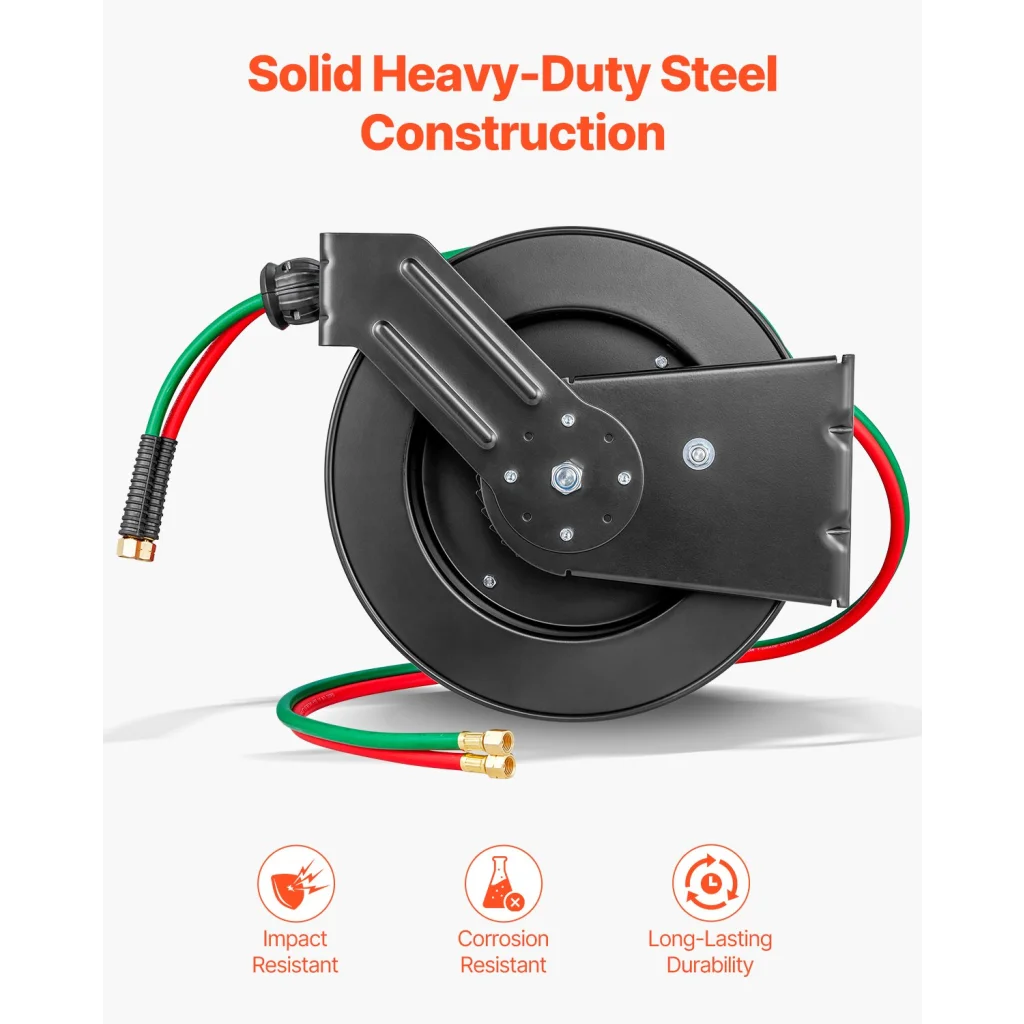 VEVOR Retractable Welding Hose Reel 1/4-Inch x 50FT Twin