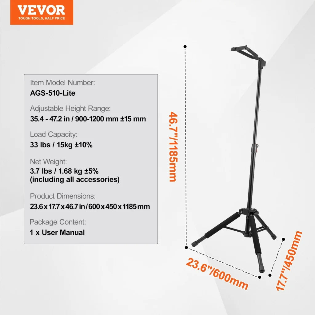 VEVOR_ripod Guitar Stand Floor-Standing Foldable 900-1200