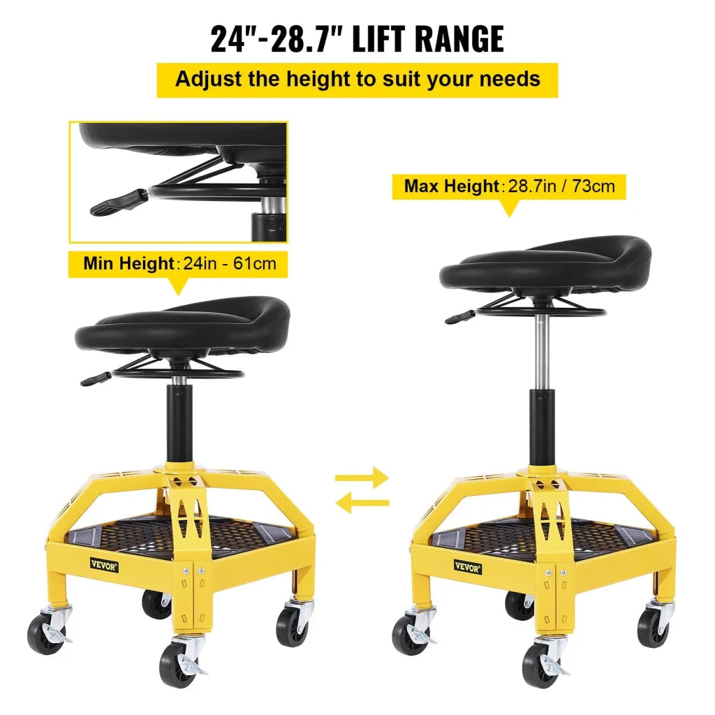 VEVOR Rolling Garage Stool 300LBS Capacity Adjustable