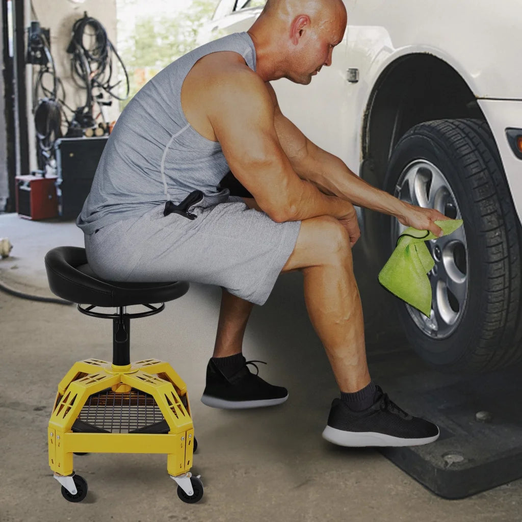 VEVOR Rolling Garage Stool 300LBS Capacity Adjustable