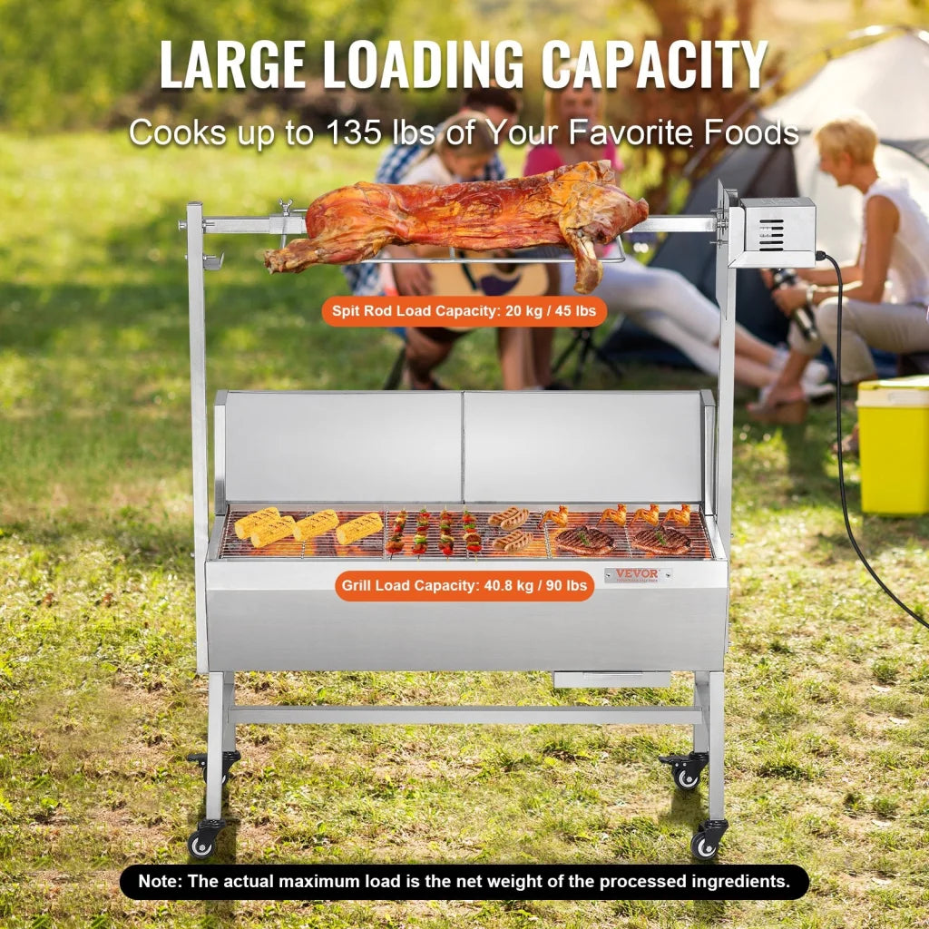 VEVOR Rotisserie Grill with Windscreen BBQ Whole Pig Lamb