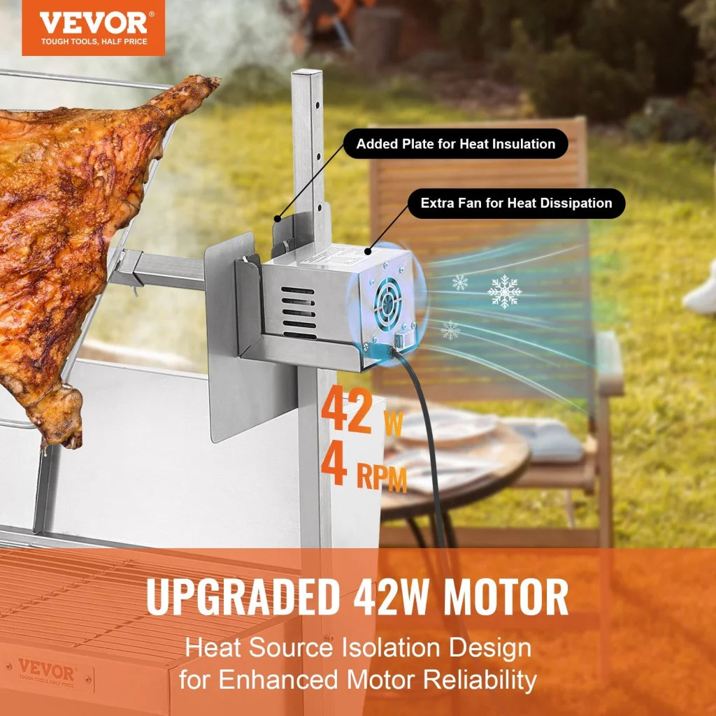 VEVOR Rotisserie Grill with Windscreen BBQ Whole Pig Lamb