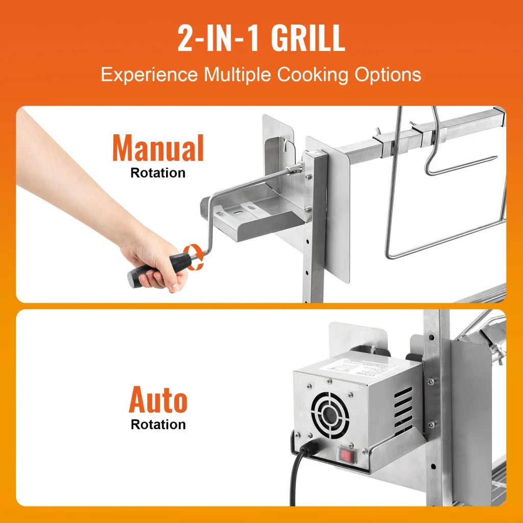 VEVOR Rotisserie Grill with Windscreen BBQ Whole Pig Lamb