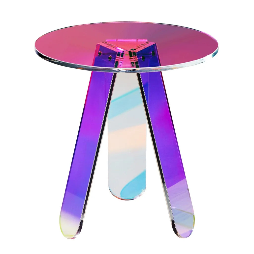VEVOR Round Iridescent Side Table Acrylic End Table Clear