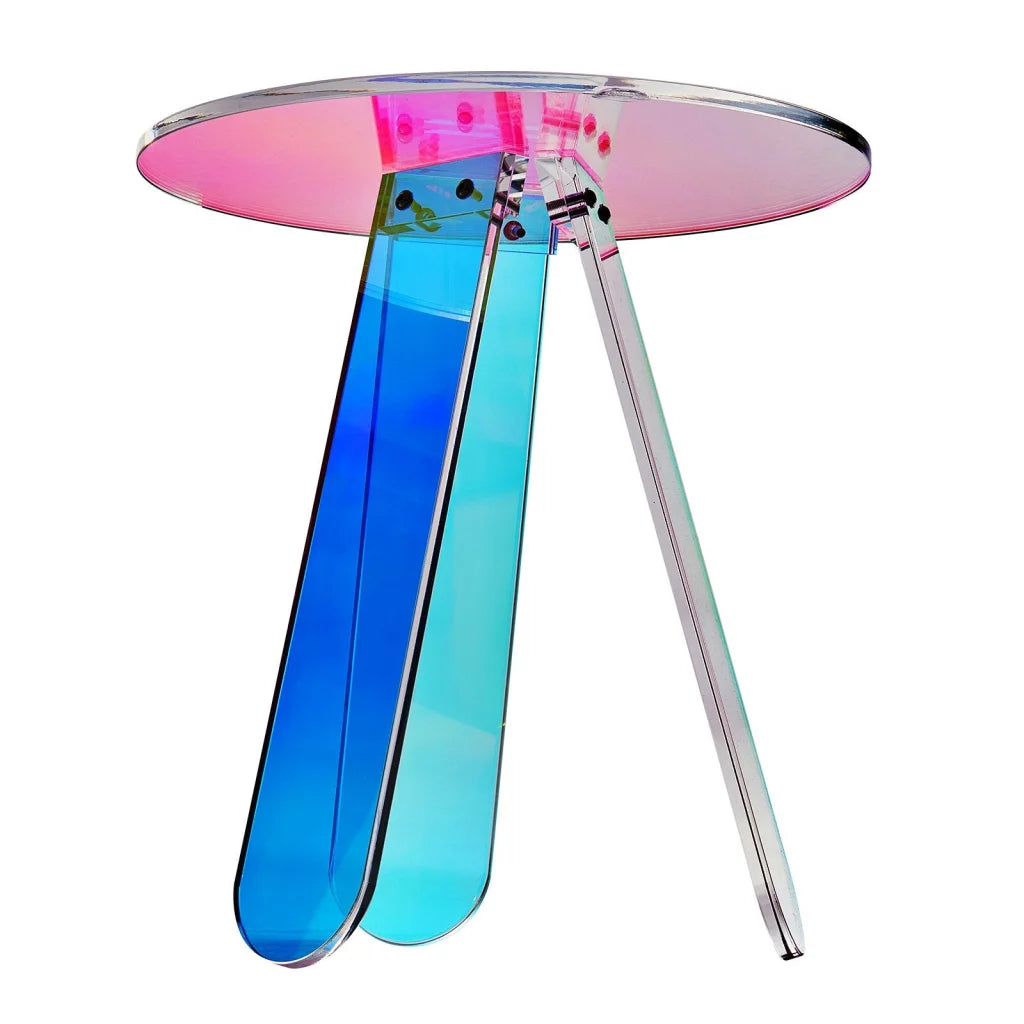 VEVOR Round Iridescent Side Table Acrylic End Table Clear