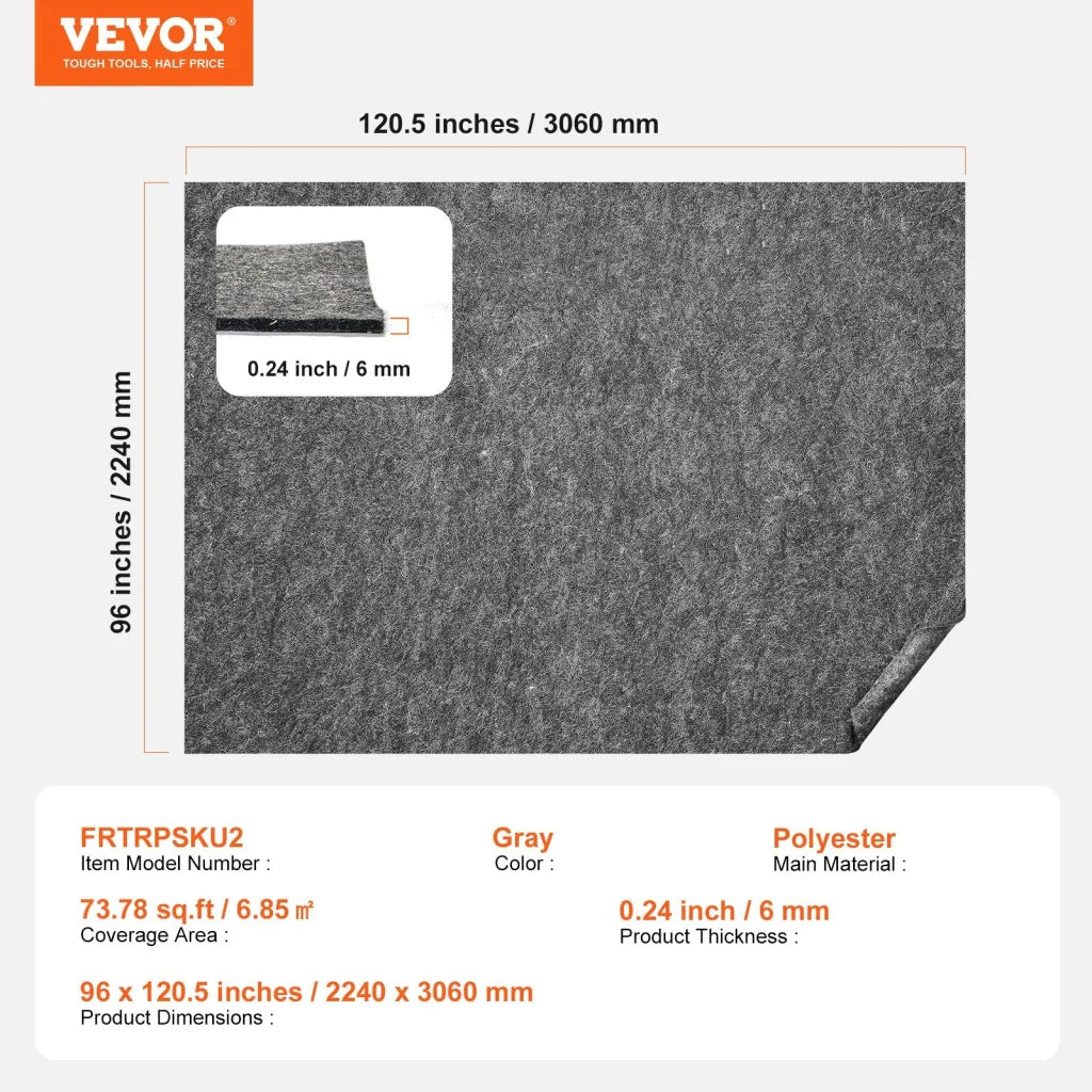 VEVOR Rug Pad Gripper 8’ x 10’ Protective Carpet Pad 0.24’’