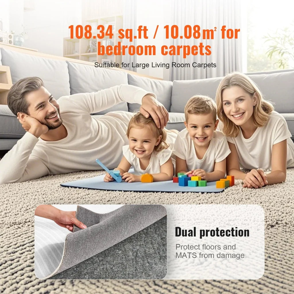 VEVOR Rug Pad Gripper 9’ x 12’ Protective Carpet Pad 0.47’’