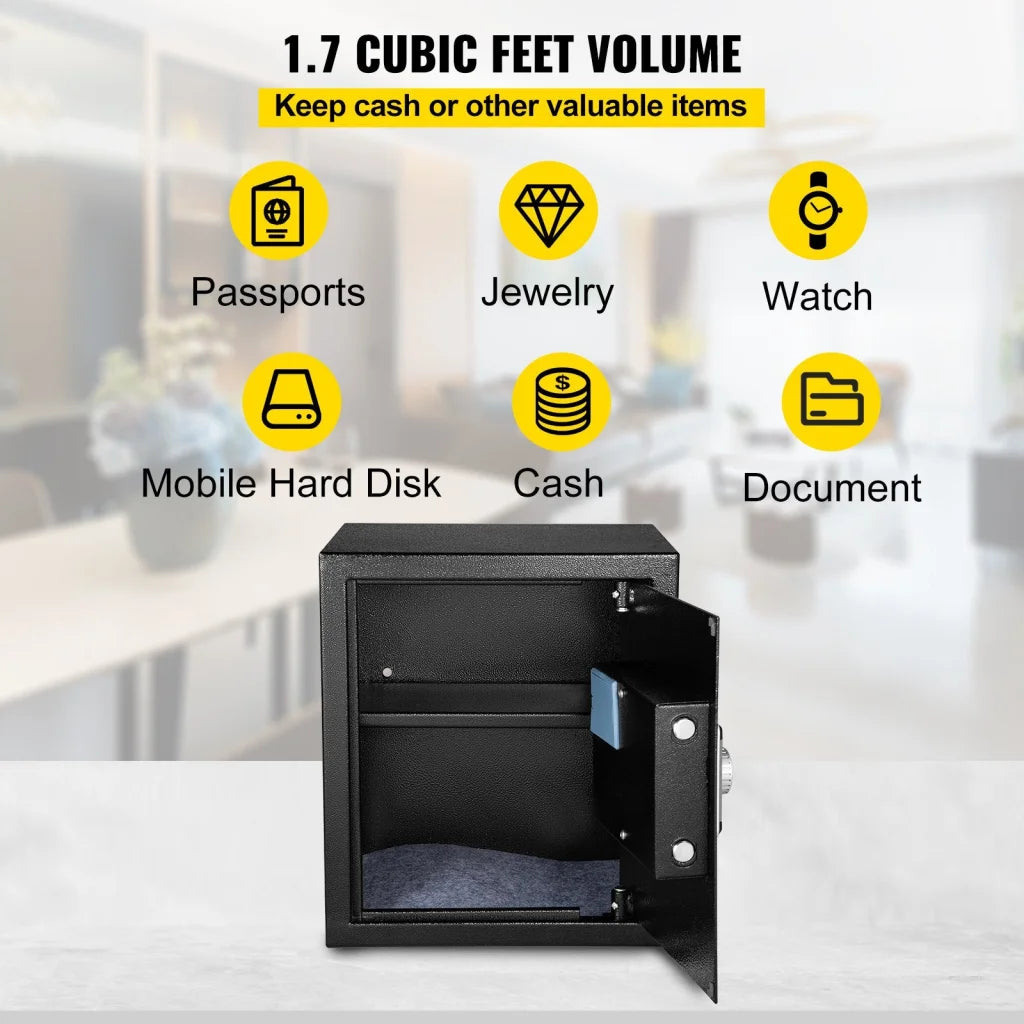 VEVOR Safe Box 1.7 CU.FT Fingerprint Safe Box for Money
