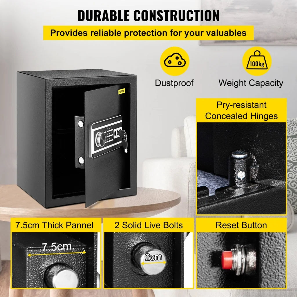 VEVOR Safe Box 1.7 CU.FT Fingerprint Safe Box for Money
