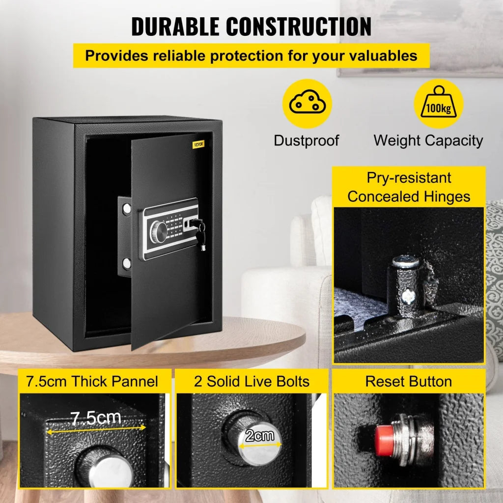 Steel vevor safe box with material finish and practical fittings