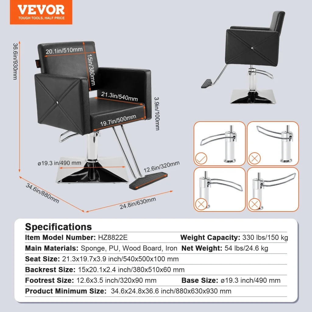 VEVOR Salon Chair Barber Chair for Hair Stylist Styling