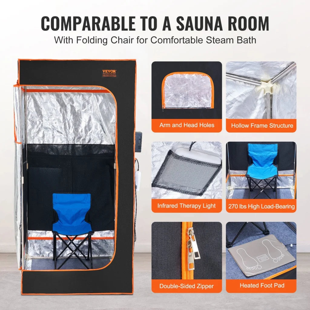 VEVOR Sauna Tent Far Infrared 1400W Personal Home Spa Loss