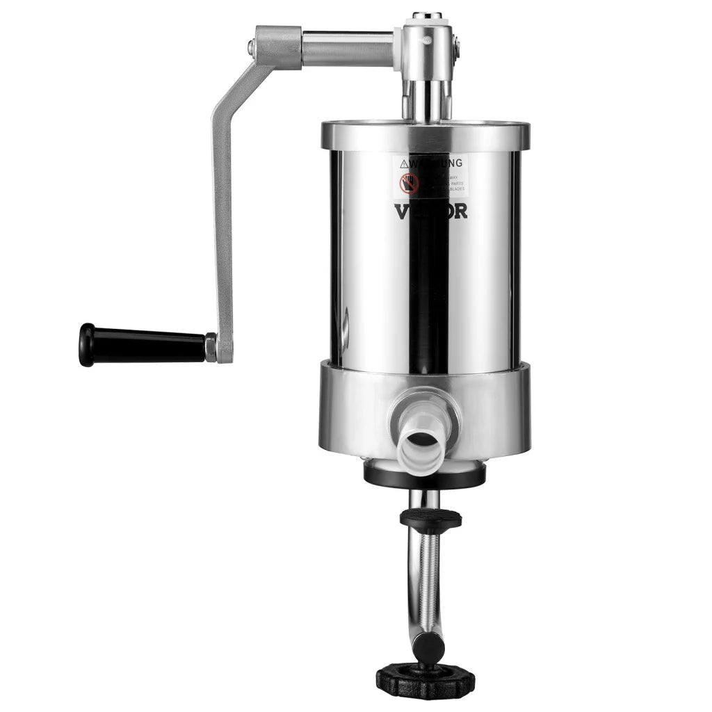 Steel 5l vevor sausage stuffer with compact layout and accessory details