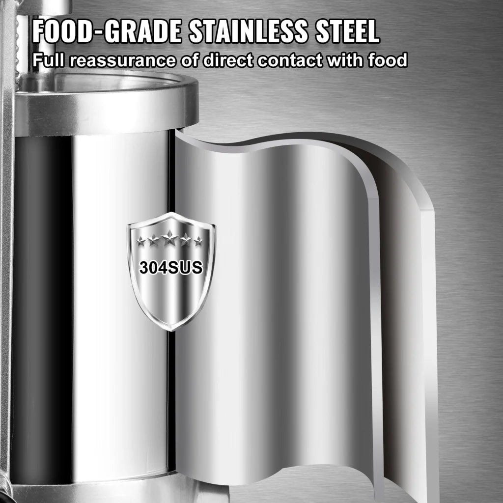 Sausage Stuffer 2.5LBS/1.5L Capacity Homemade Sausage Maker Stainless Steel