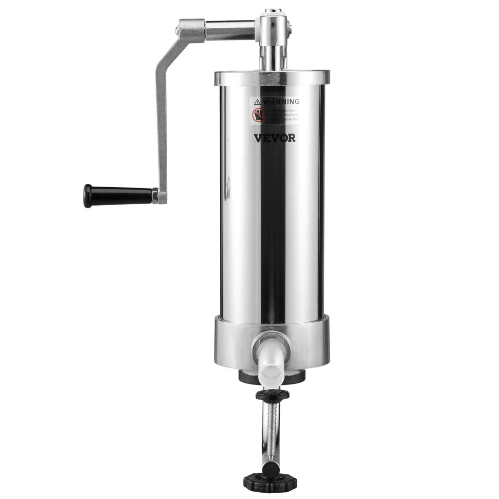 Steel 3l vevor sausage stuffer with assembled layout and visible hardware