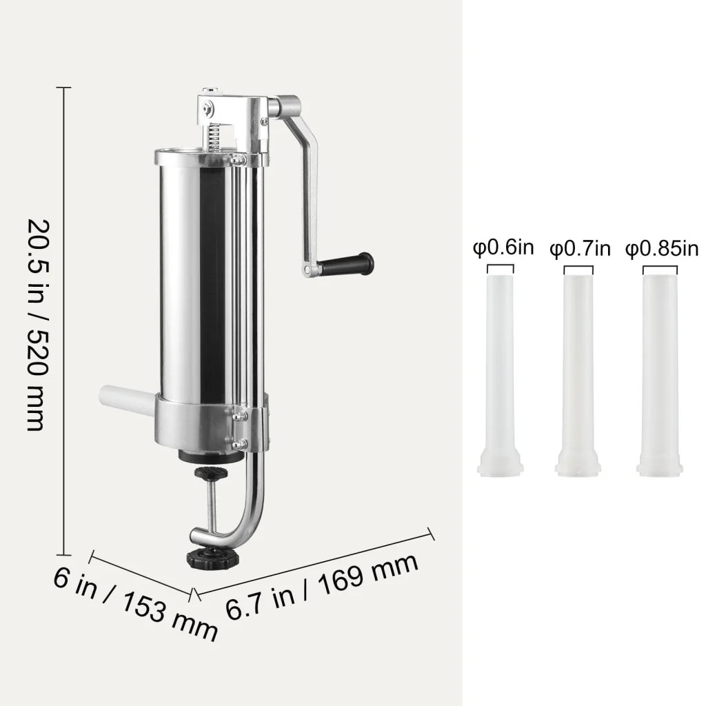 Steel 3l vevor sausage stuffer with clean finish and fitted components