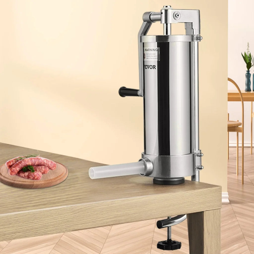 Steel 3l vevor sausage stuffer with fitted edges and product hardware