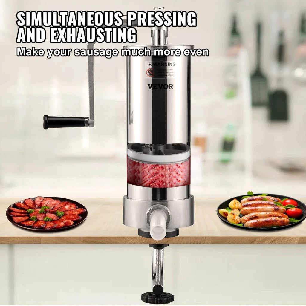 Sausage Stuffer 5LBS 3L Capacity Homemade Maker Stainless Steel