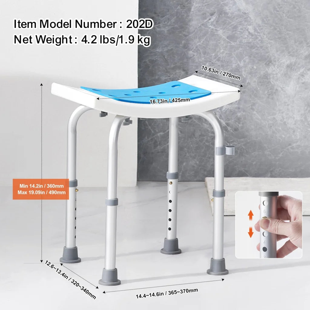 VEVOR Shower Chair Adjustable Height Shower Stool Shower