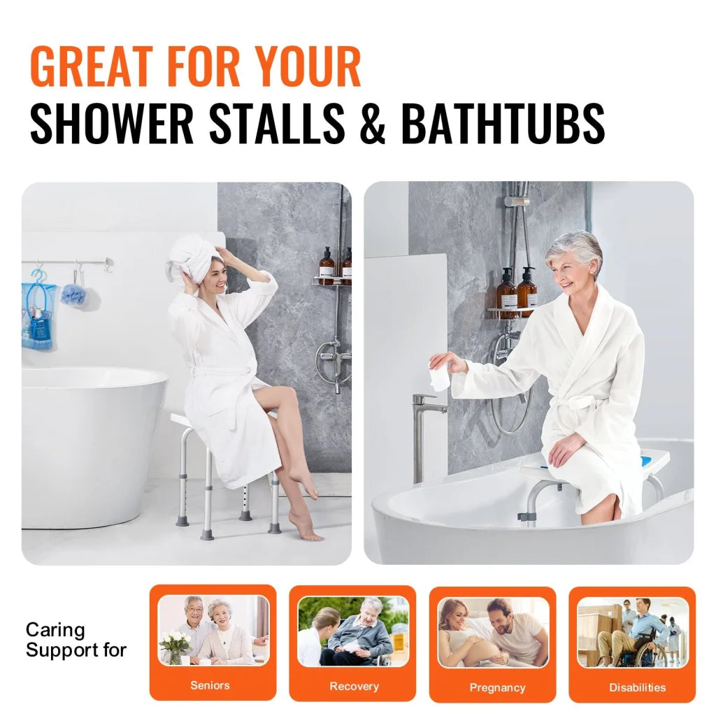 VEVOR Shower Chair Adjustable Height Shower Stool Shower