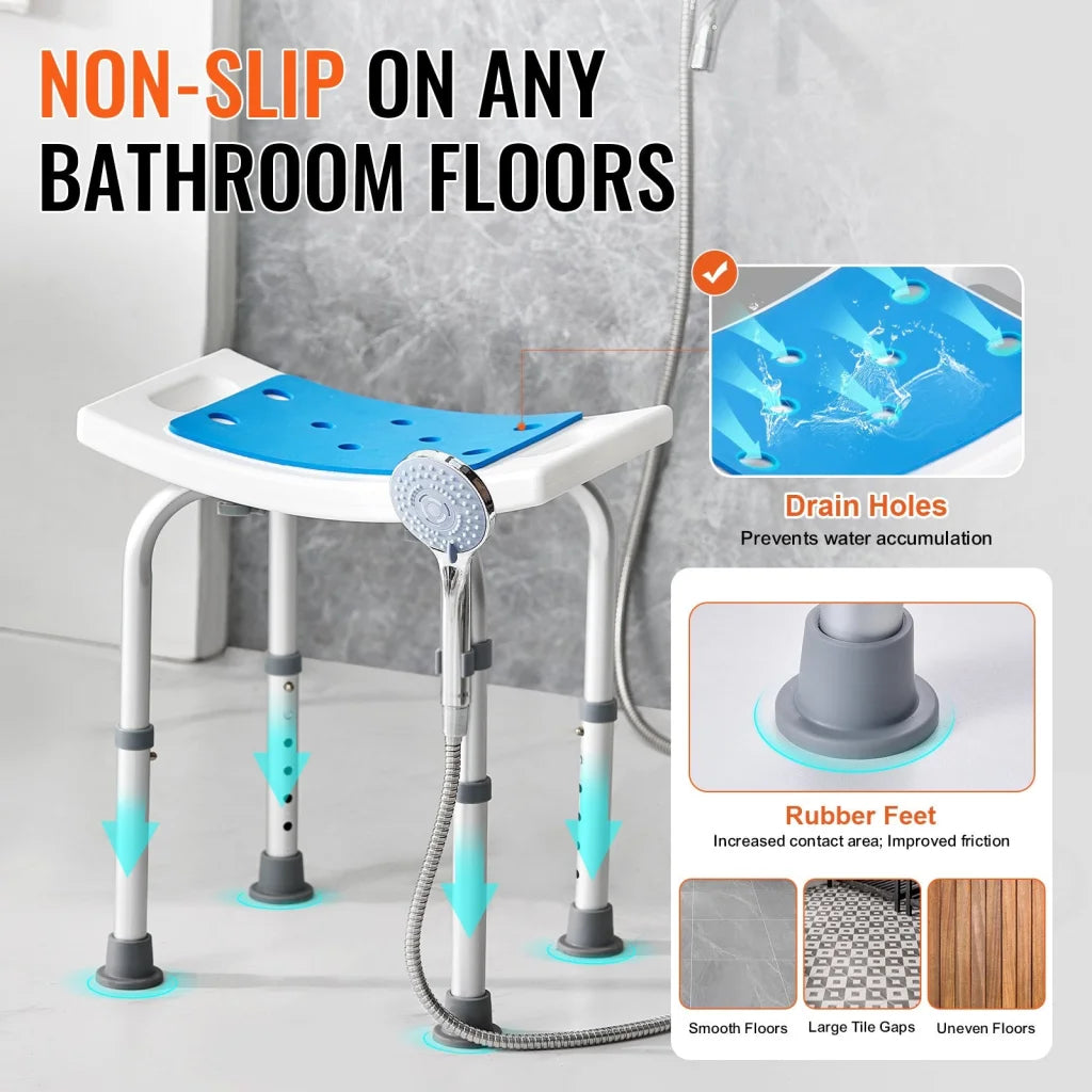 VEVOR Shower Chair Adjustable Height Shower Stool Shower