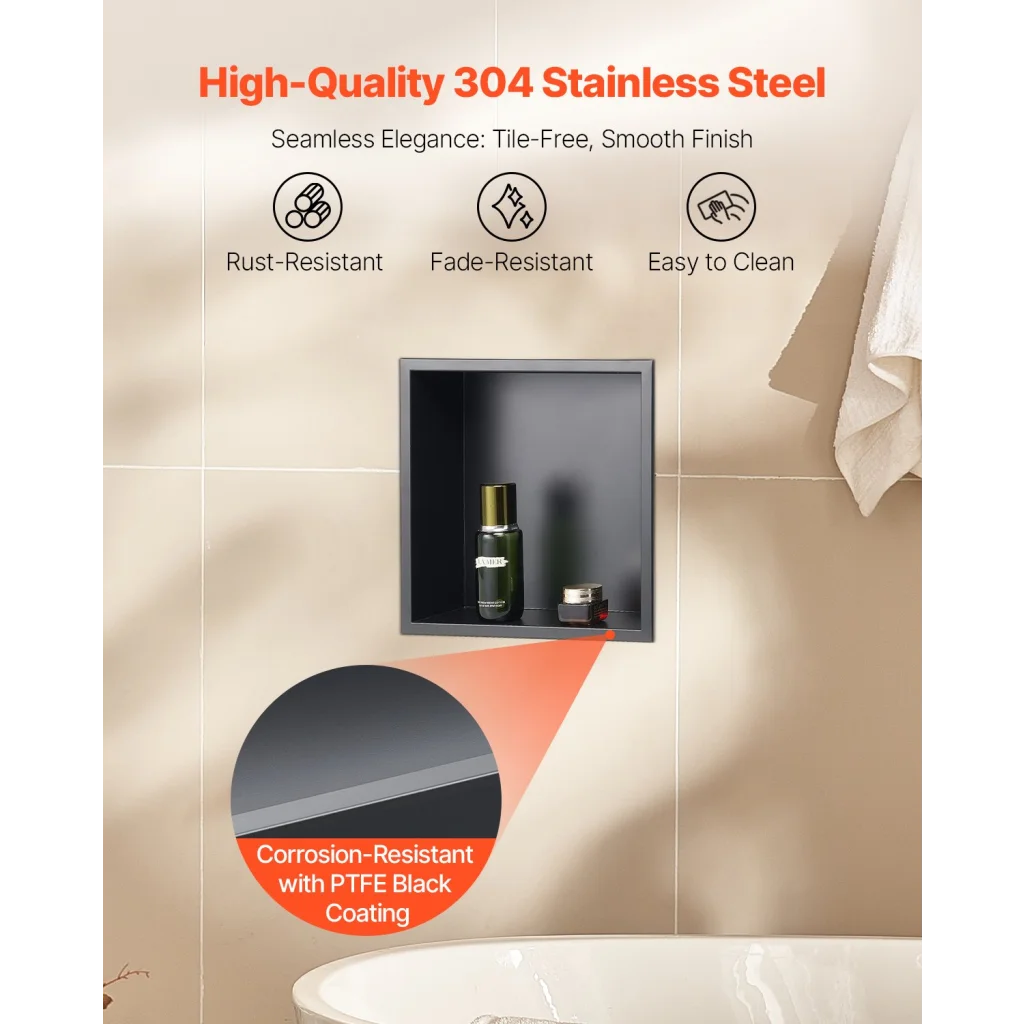 VEVOR Shower Niche 33.0 x 33.0 x 10.2 cm Recessed Wall