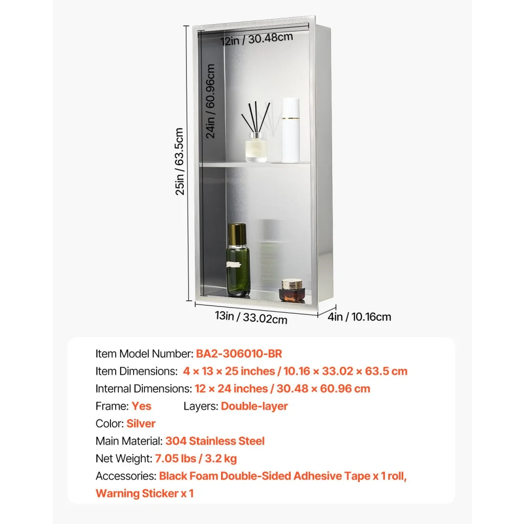 Vevor shower niche with shower fitting and outlet head