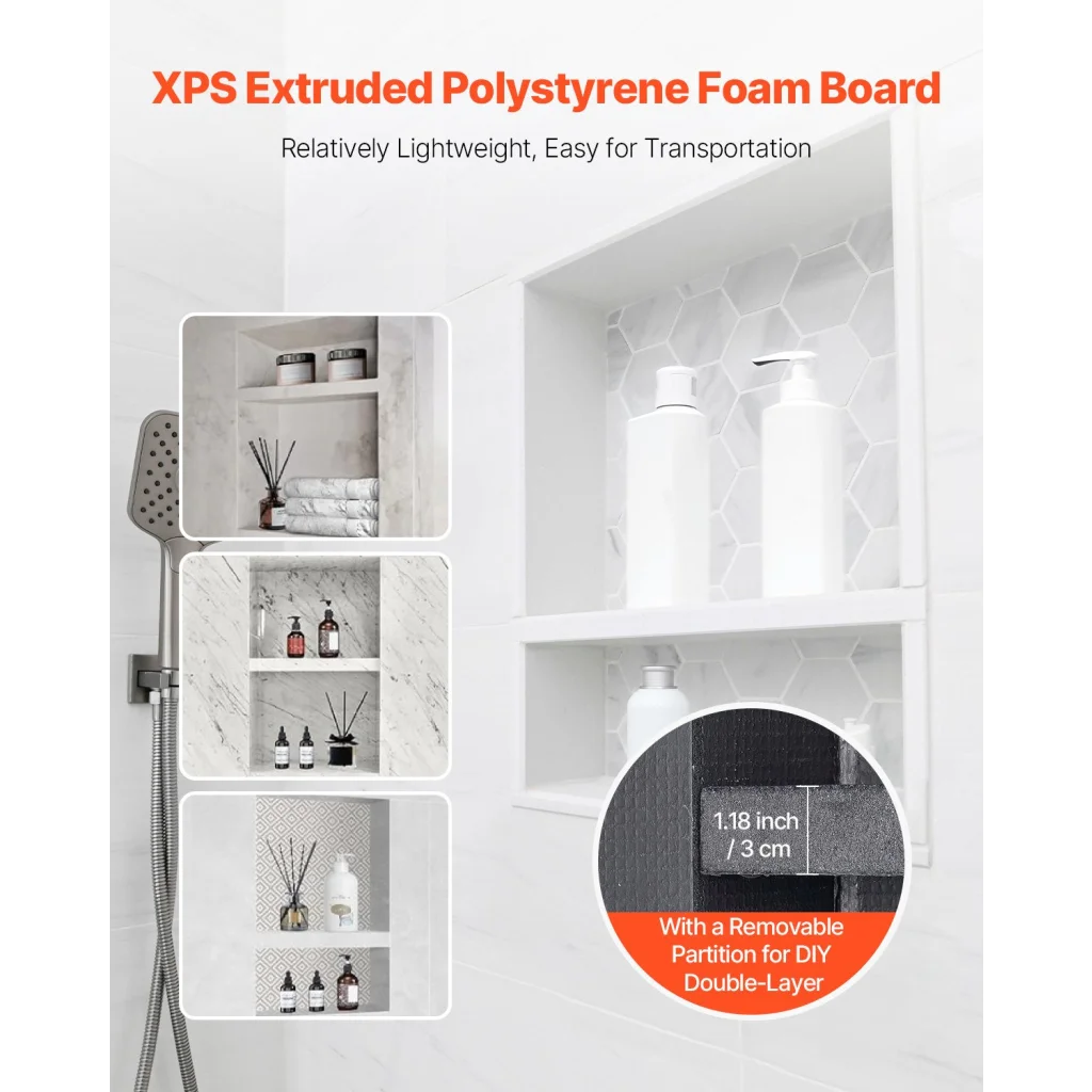 VEVOR Shower Niche 40.6 x 50.8 x 10.2 cm Recessed Wall