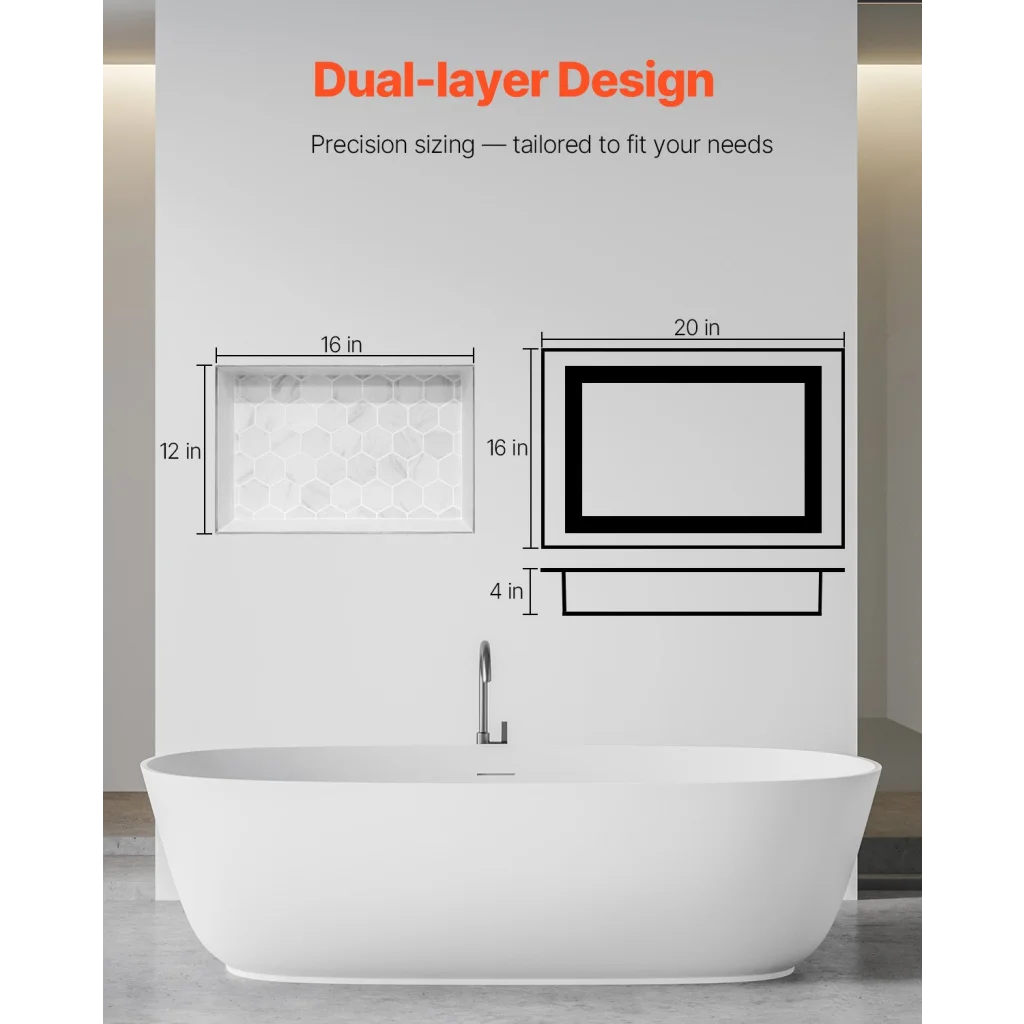 VEVOR Shower Niche 40.6 x 50.8 x 10.2 cm Recessed Wall