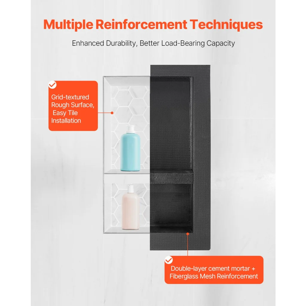 VEVOR Shower Niche 40.6 x 61 + 40.6 x 61 cm Recessed Wall
