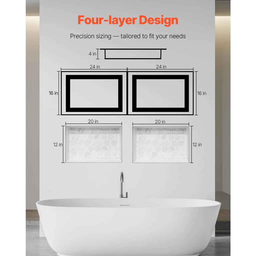 VEVOR Shower Niche 40.6 x 61 + 40.6 x 61 cm Recessed Wall