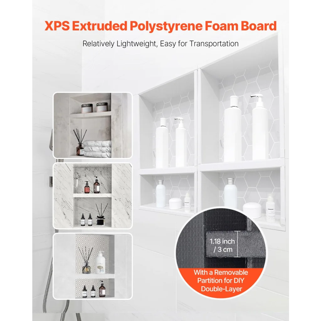 VEVOR Shower Niche 40.6 x 61 + 40.6 x 61 cm Recessed Wall