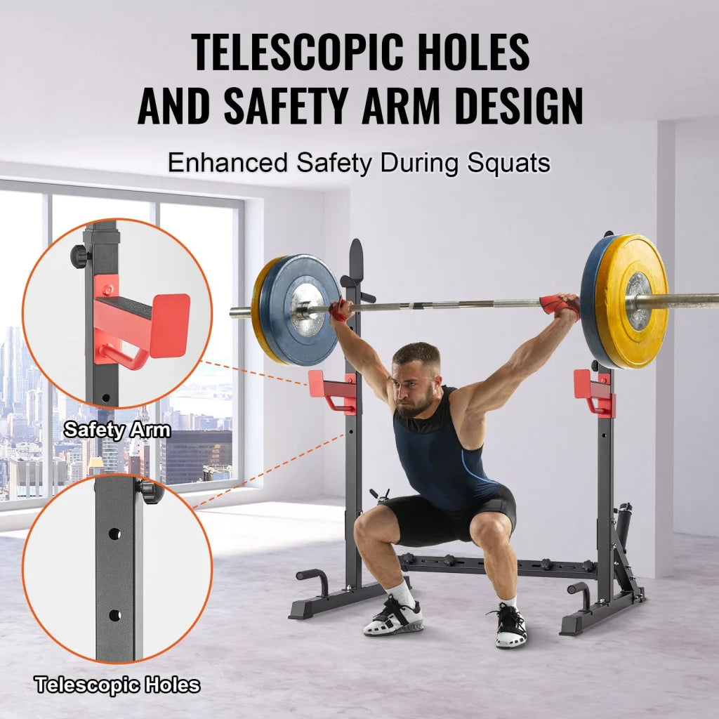 VEVOR Squat Power Rack Adjustable Heavy Duty Barbell Weight