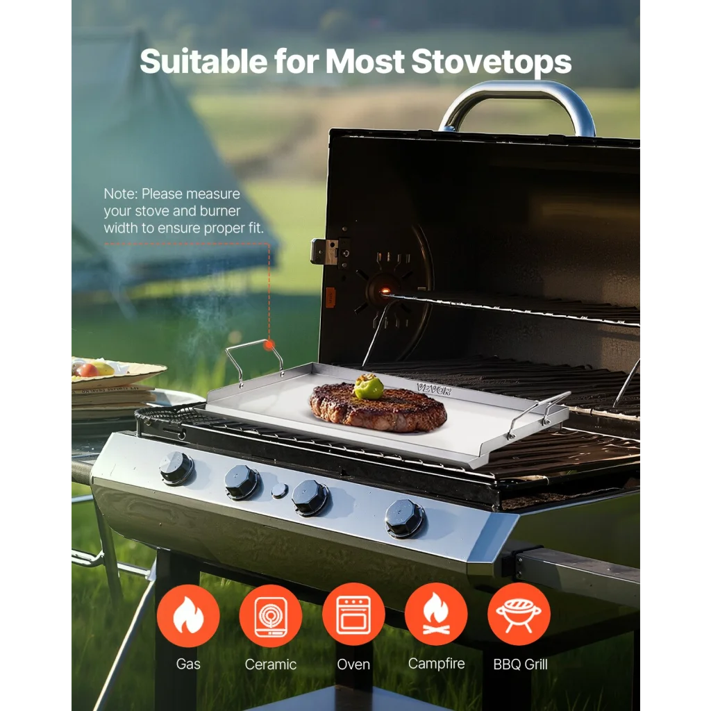 VEVOR Stainless Steel Griddle 23x16 inch Universal Flat Top
