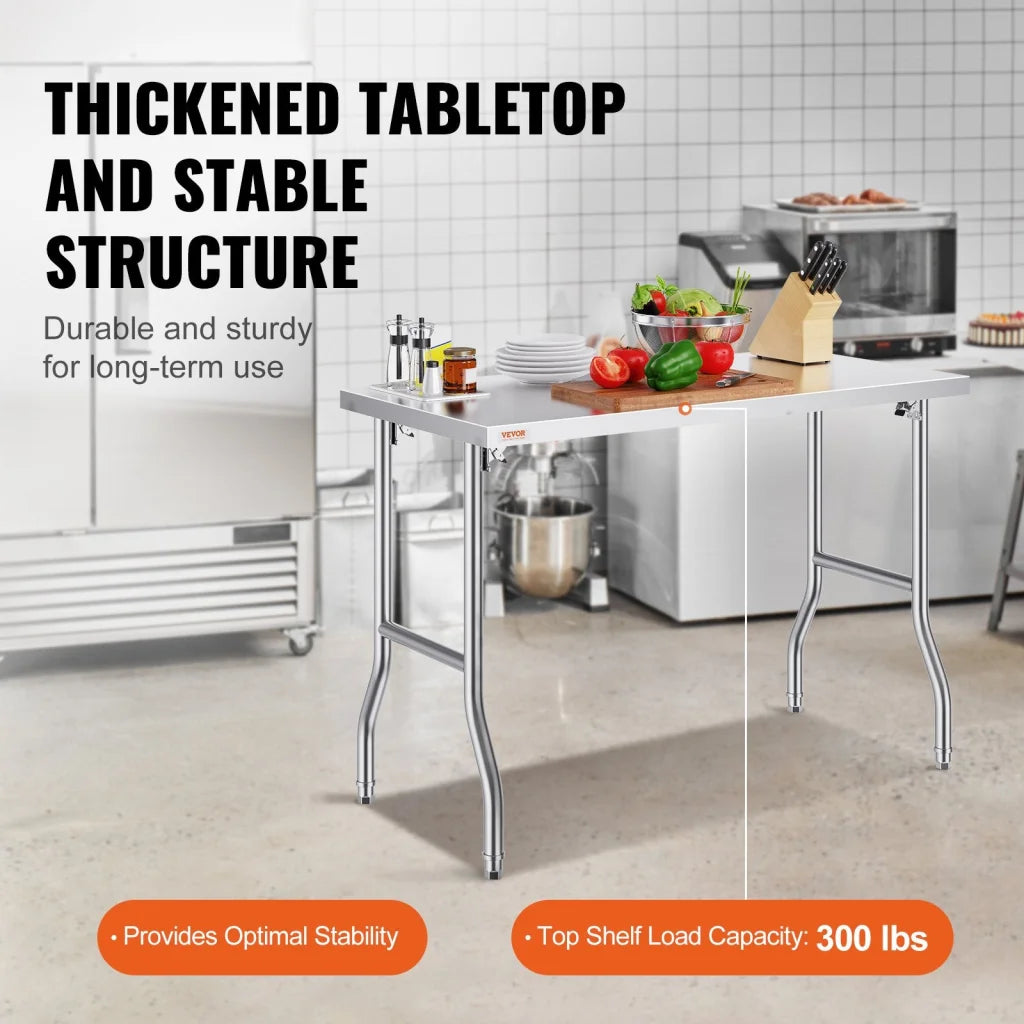 VEVOR Stainless Steel Kitchen Bench Folding Commercial Prep