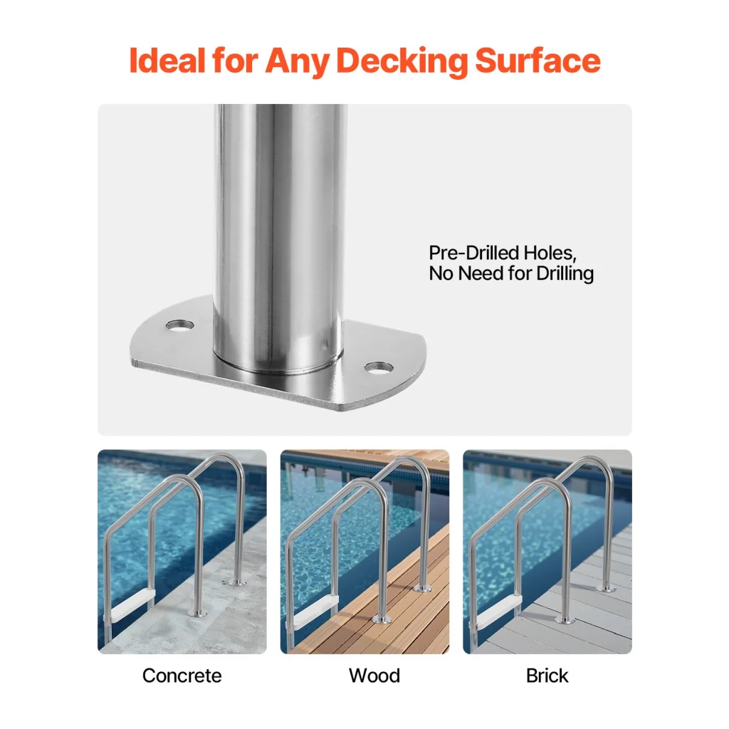 VEVOR Stainless Steel Pool Ladder 3-Step & 2 Handrails