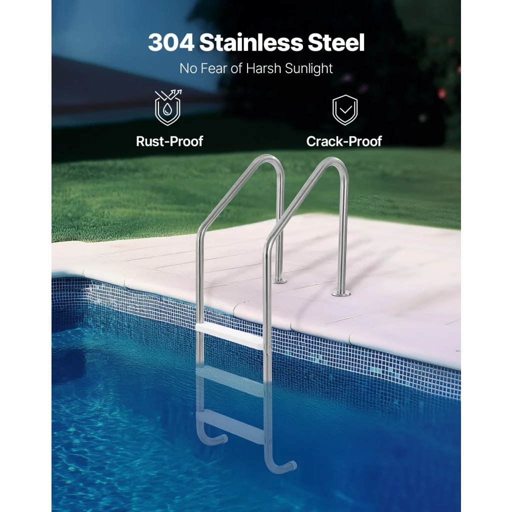 VEVOR Stainless Steel Pool Ladder 3-Step & 2 Handrails