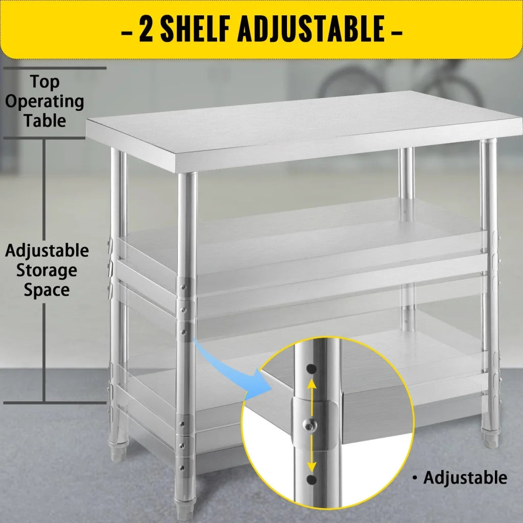VEVOR Stainless Steel Prep Table 1520x450x855 mm Commercial