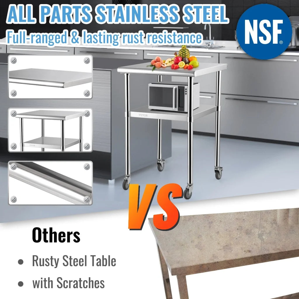 Stainless Steel Prep Table 61 x 91 4 cm