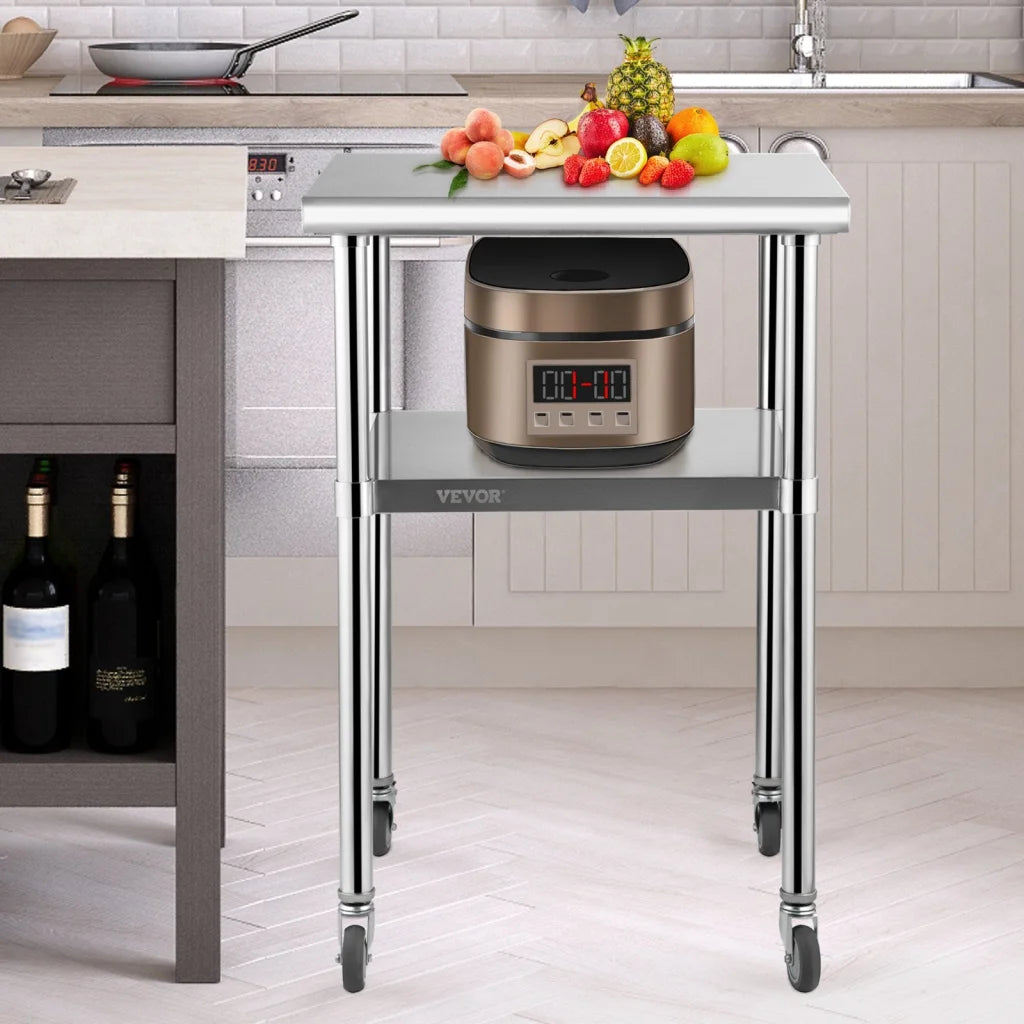 VEVOR Stainless Steel Prep Table 61 x 61 x 91.4 cm 600lbs